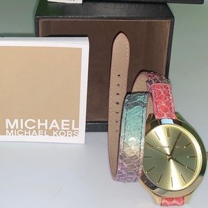 Michael Kors double wrap snakeskin watch